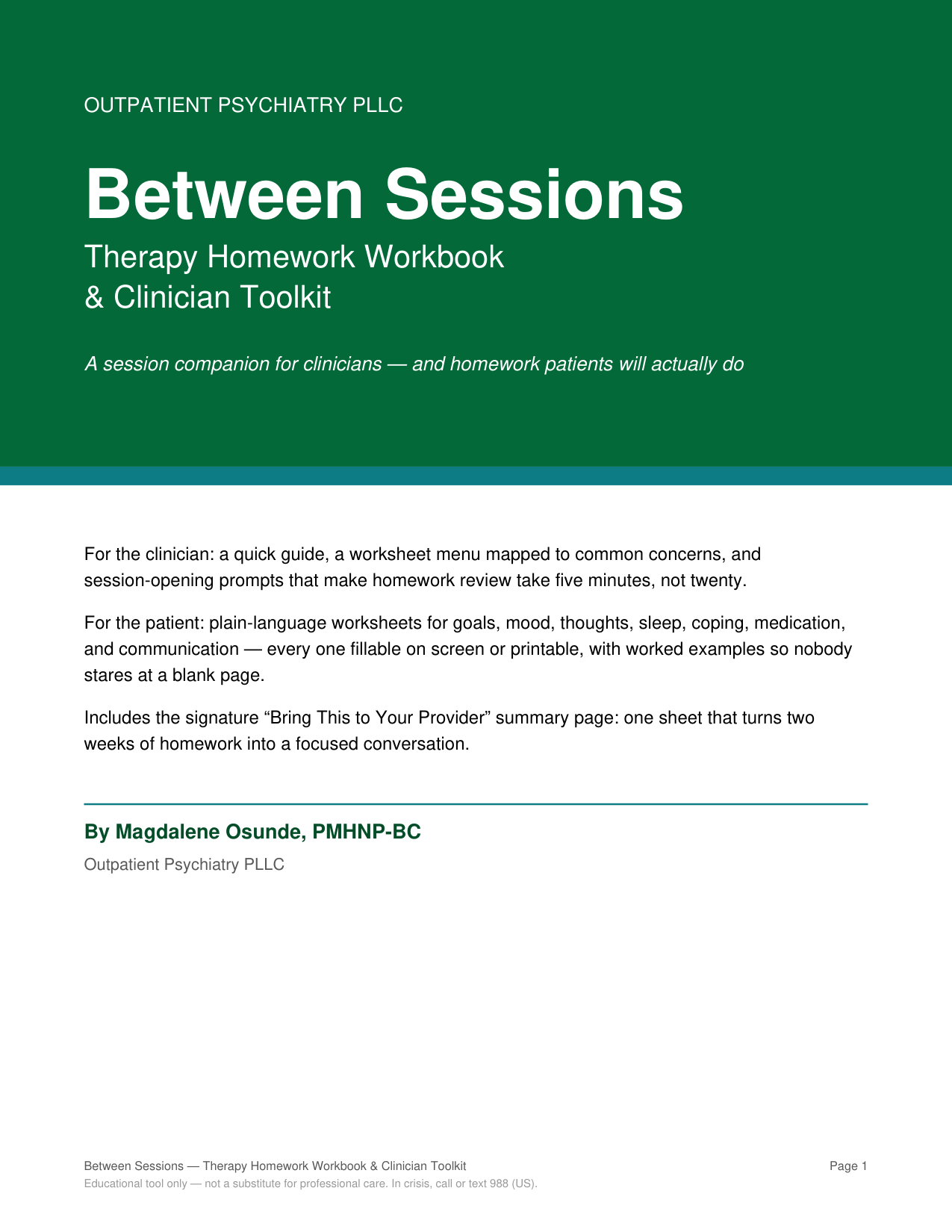 Between Sessions — Therapy Homework Workbook & Clinician Toolkit